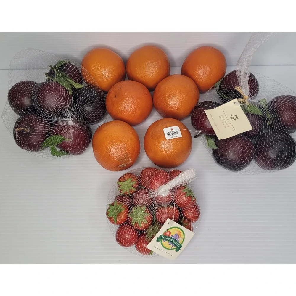 Pottery Barn Crate & Barrel Fake Fruit Oranges Plums & Tomatoes NEW Old Stock